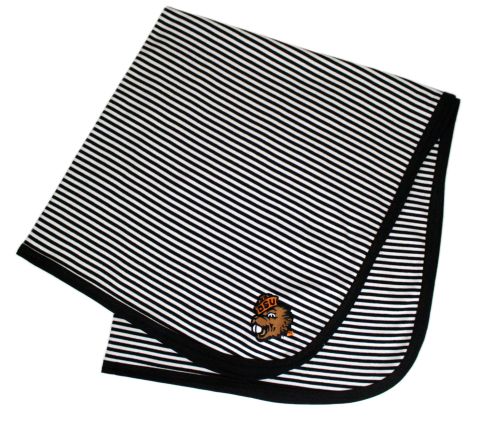 Black Striped Baby Blanket with Benny