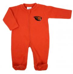 Infant Orange Beaver Fleece Footed Romper
