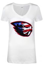 Value Women's White Beaver Salute V-Neck Tee