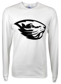 Value White Long Sleeve Tee with Beaver