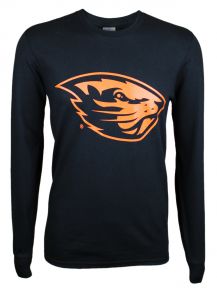 Value Black Long Sleeve Tee with Orange Beaver