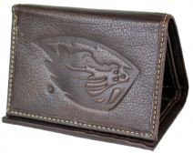 Brown Embossed Beaver Tri-Fold Wallet