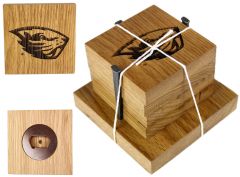 Wooden Beaver Coaster Set with Stand