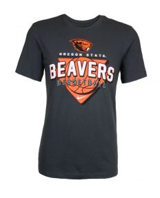 Men's Nike Grey Beavers Basketball Tee with Beaver
