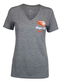 Women's Nike Grey Oregon State V-Neck Tee