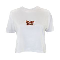 Women's White Cropped Loose Fit Tee
