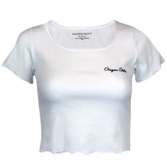 Women's White Oregon State Ribbed Crop Tee