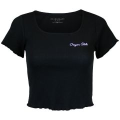 Women's Black Ribbed Oregon State Crop tee