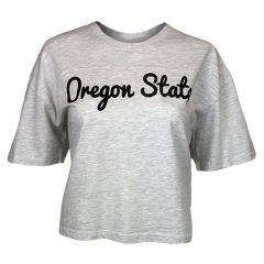 Women's Champion Silver Grey Oregon State Cropped Tee