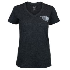 Women's Charcoal Grey V-Neck Tee with Beaver