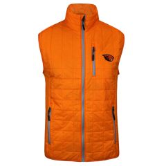 Men's Orange Quilted Vest with Beaver