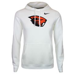 Men's Nike White Club Fleece Hoodie with Beaver