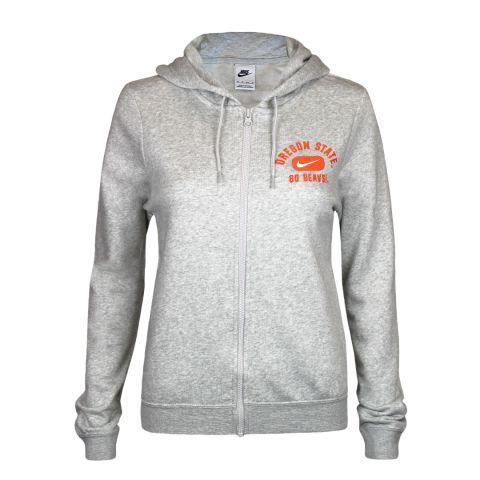 Women's Nike Grey Full-Zip Go Beavs Hoodie