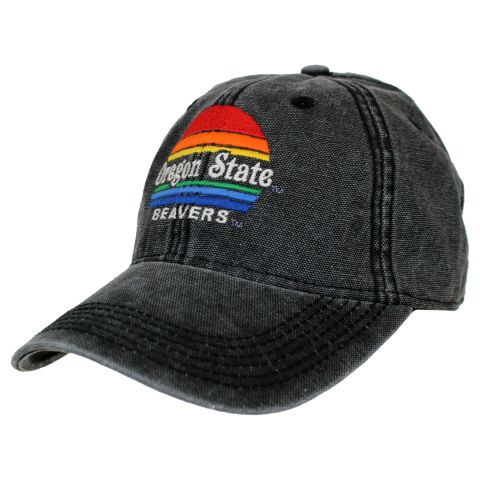 Washed Black Oregon State Beavers Sunset Adjustable Hat