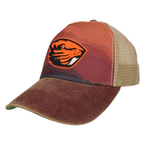 Orange Mountain Sunset Fave Snapback with Beaver