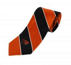 Orange and Black Striped Necktie with Beaver