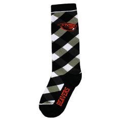 Black and White Crossed Stripe Beaver Socks