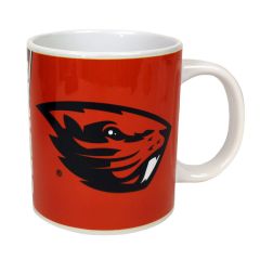Black and Orange Mug with Beavers