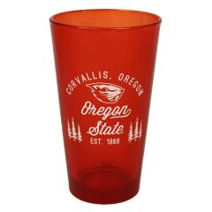 Orange Oregon State Pint Glass with Beaver