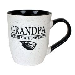 White Speckled Oregon State Grandpa Mug with Black Handle