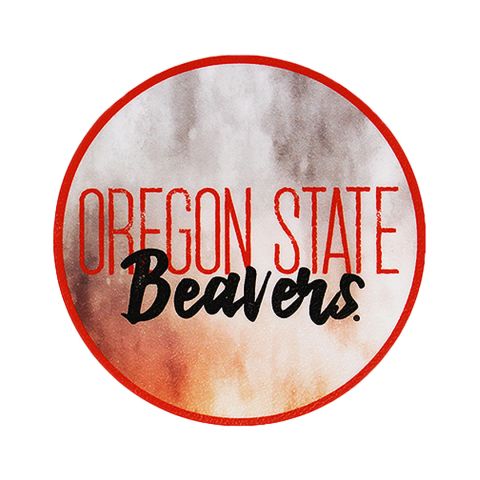 Round Watercolor Decal with Oregon State Beavers