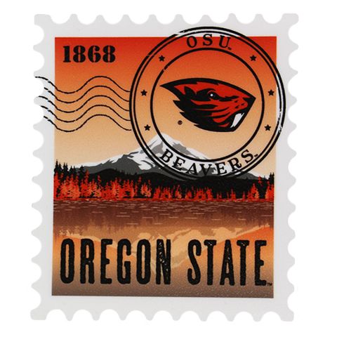 Oregon State Rugged Postage Stamp Decal with Mount Hood