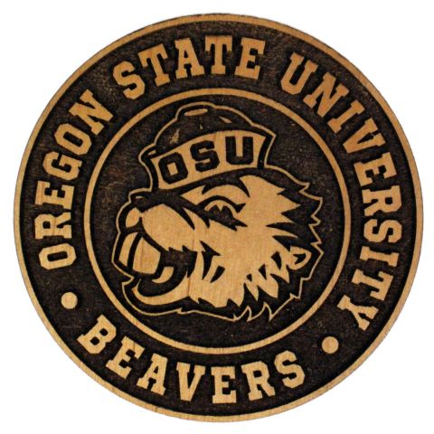 Wooden Magnet with Oregon State Beavers and Benny