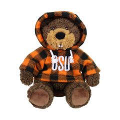 Stuffed Beaver with Plaid OSU Hoodie