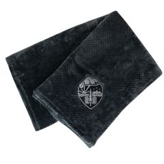 Grey Pineapple Stitch Sherpa Blanket with Tonal University Crest