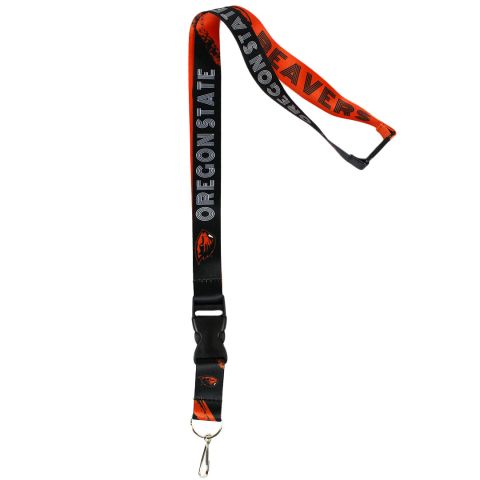 Black and Orange Oregon State Lanyard