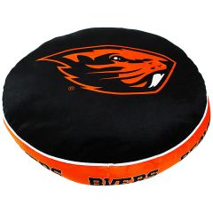 Black and Orange Beavers Puff Throw Pillow