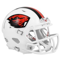 White Mini Football Helmet with Beaver