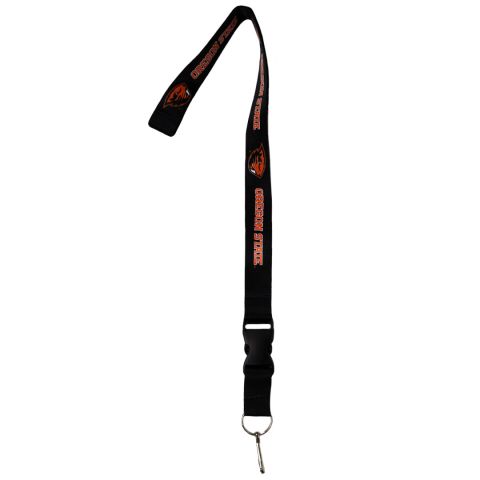 Black Oregon State Lanyard with Alternating Beaver