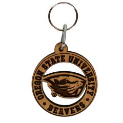 Round Laser Cut Beaver Keychain