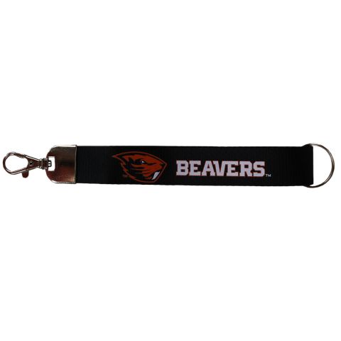 Black Wrist Strap Keychain with Beaver