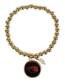 Gold Beaded Bracelet with Beaver Charm