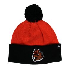 Youth Orange and Black Pom Beanie with Benny