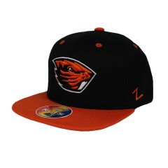 Youth Black and Orange Snapback with Beaver