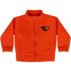 Infant and Toddler Orange Fleece Jacket with Beaver