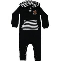 Infant Black Hoodie Romper with Benny