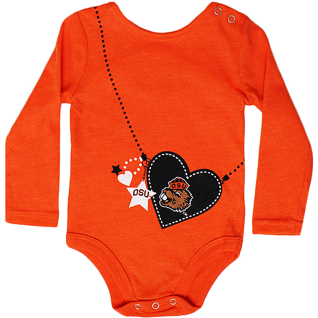 Infant Orange Benny Heart Onesie OSU Beaver Store