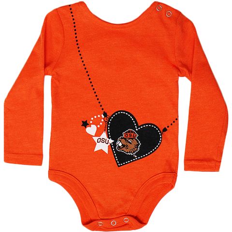 Infant Orange Long Sleeve Benny Heart Onesie