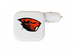 White Two-in-One USB Charger with Beaver