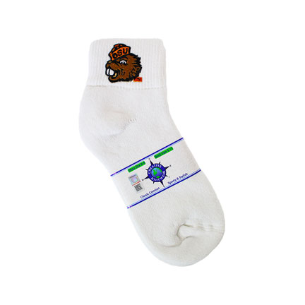Women's White Quarter Sock with Benny