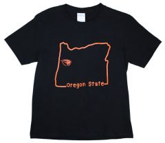 Youth Black with Orange State Outline Tee