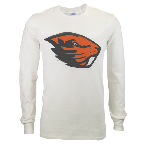 Value White Long Sleeve Tee with Beaver