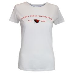 Women's White Tee with Oregon State University