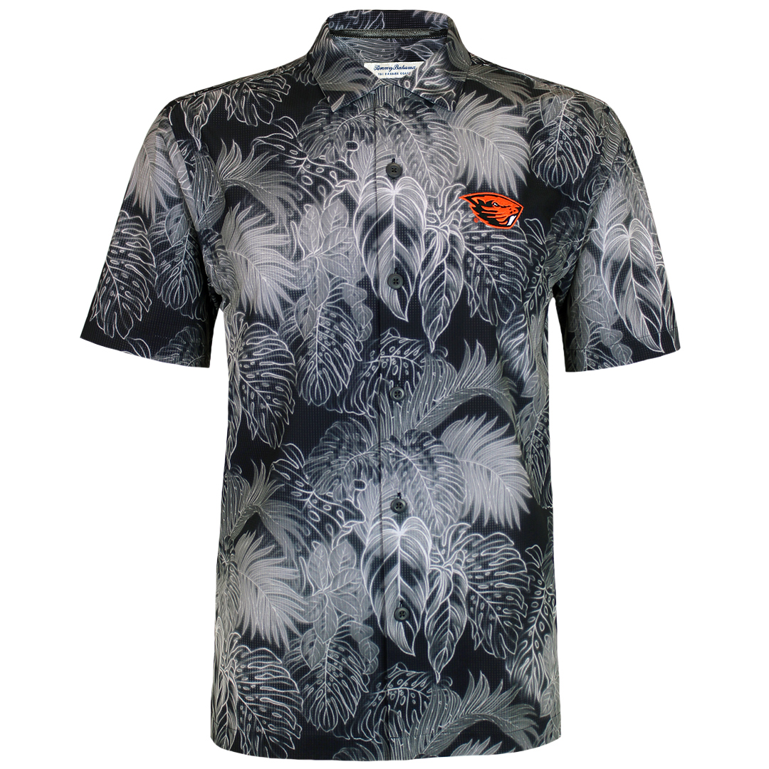 Men s Black Foliage Shirt with Beaver OSU Beaver Store