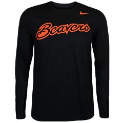 Men's Nike Black Script Beavers Long Sleeve Tee