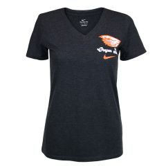 Women's Nike Dark Grey V-Neck Tee with Beaver
